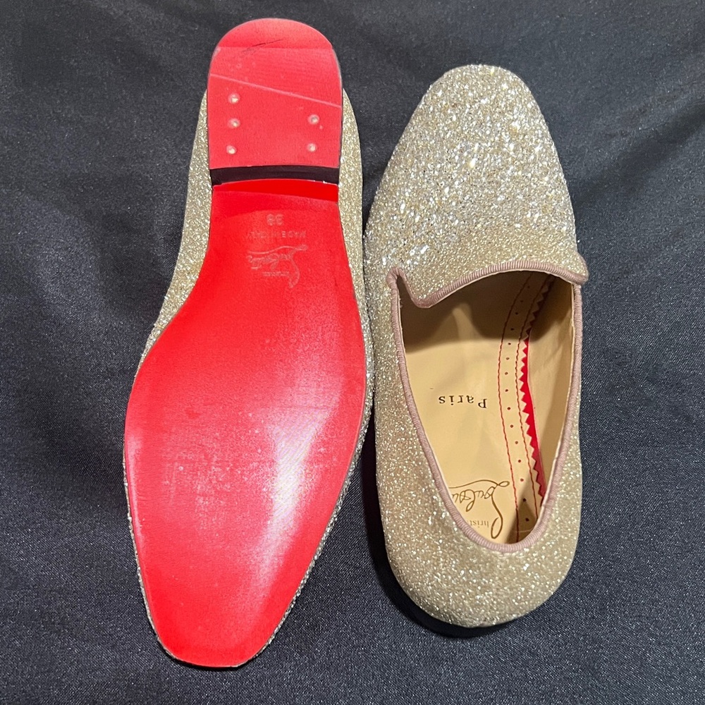 Christian Louboutin Sparkling Loafers - Gold, unisex, BRAND NEW. EU SIZE 38